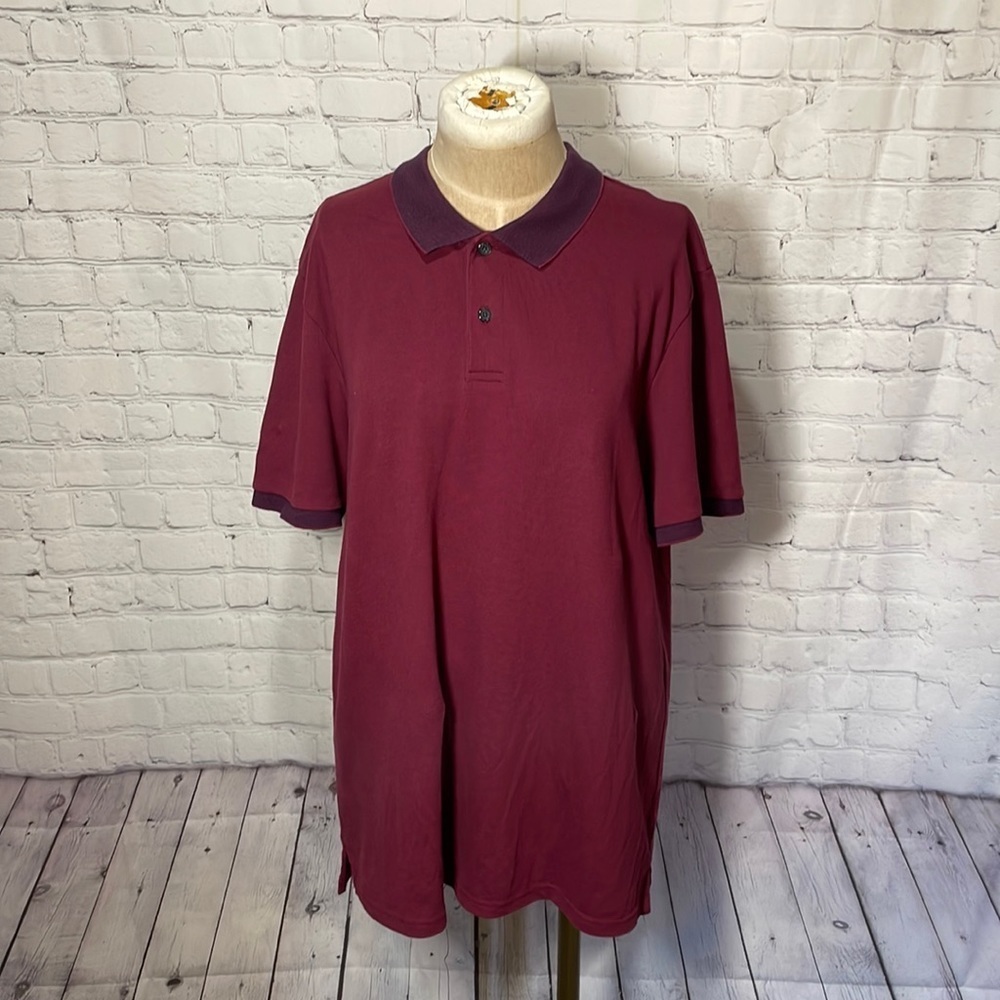 Preppy Old‎ Money Old Navy Mens Large Burgundy Maroon Short Sleeve Polo Shirt